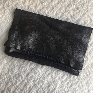 Anthropologie Flat-fold Clutch, Metallic Gray